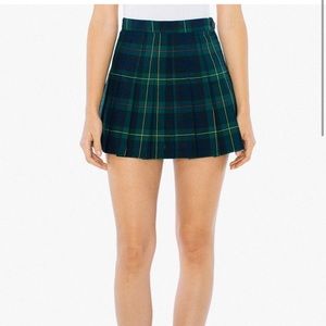 American Apparel Green Plaid Pleated Mini Tennis School Girl Skirt Size Small